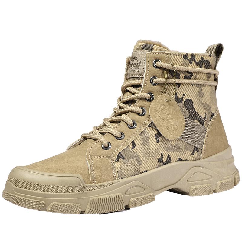 fashion Men's casual sneakers Comfortable for the family plus fleece warm lightweight hiking boots, men's high-top men's boots