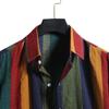 Men's Summer New Striped Casual Shirt Flip Collar Short Sleeve Colorful Striped Men's Shirt