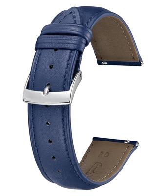 Leather Watch Strap Quick Release Leather Watch Band Multiple Color Watch Band Stylish Replacement Strap Soft Breathable Unisex [BINLUN] (20mm, Blue)
