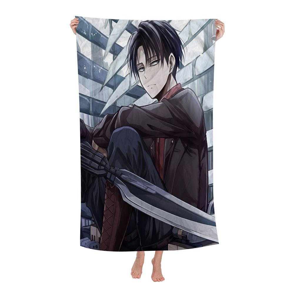 Attack On Titan Levi Ackerman Anime Big Microfiber Beach Towels Quick Dry Towel Sand Beach Towels Pool for Travel Swim Pool