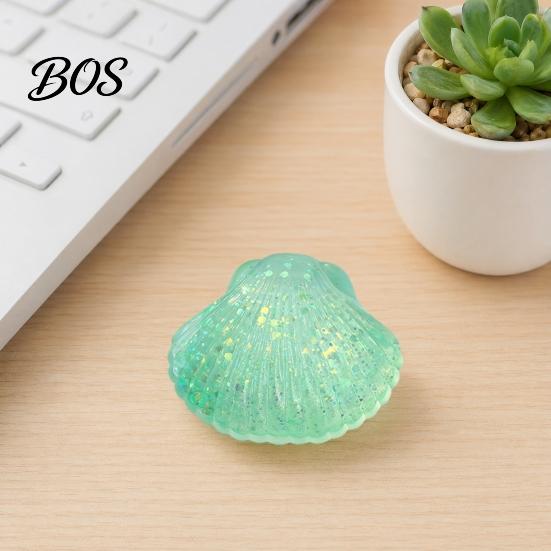 Shell Sensory Toy Mini Glitter Squeeze Toy, Stress Relief Sugar Ball Transparent Anti-stress Fidget Soft Stretchy Ocean Anxiety