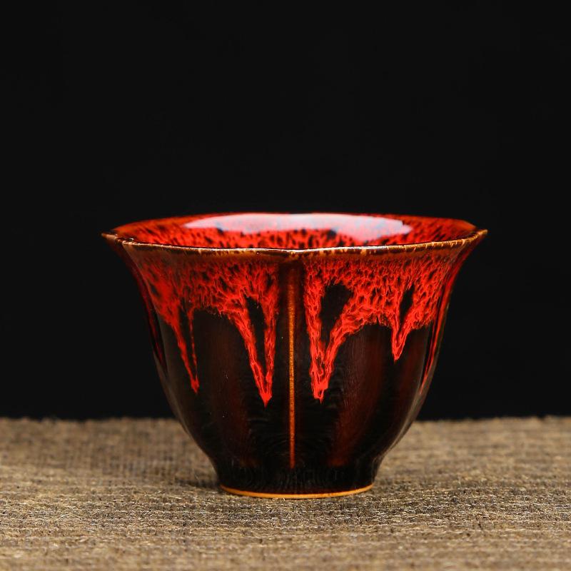 Kiln Change Tea Cup Ceramic Cups and Lanterns Kung Fu Small Tea Cups Master Cup Single Cup Jianjian Tea Set Tea Bowl Tea Cups Bucket Hats Cups