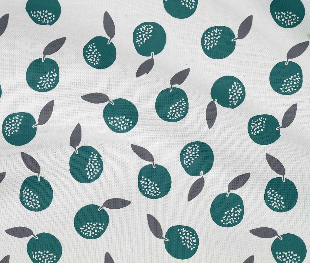 oneOone Cotton Flex Dark Teal Blue Fabric Leaves & Fruit Block Sewing Craft Projects Fabric Prints By Yard 40 Inch