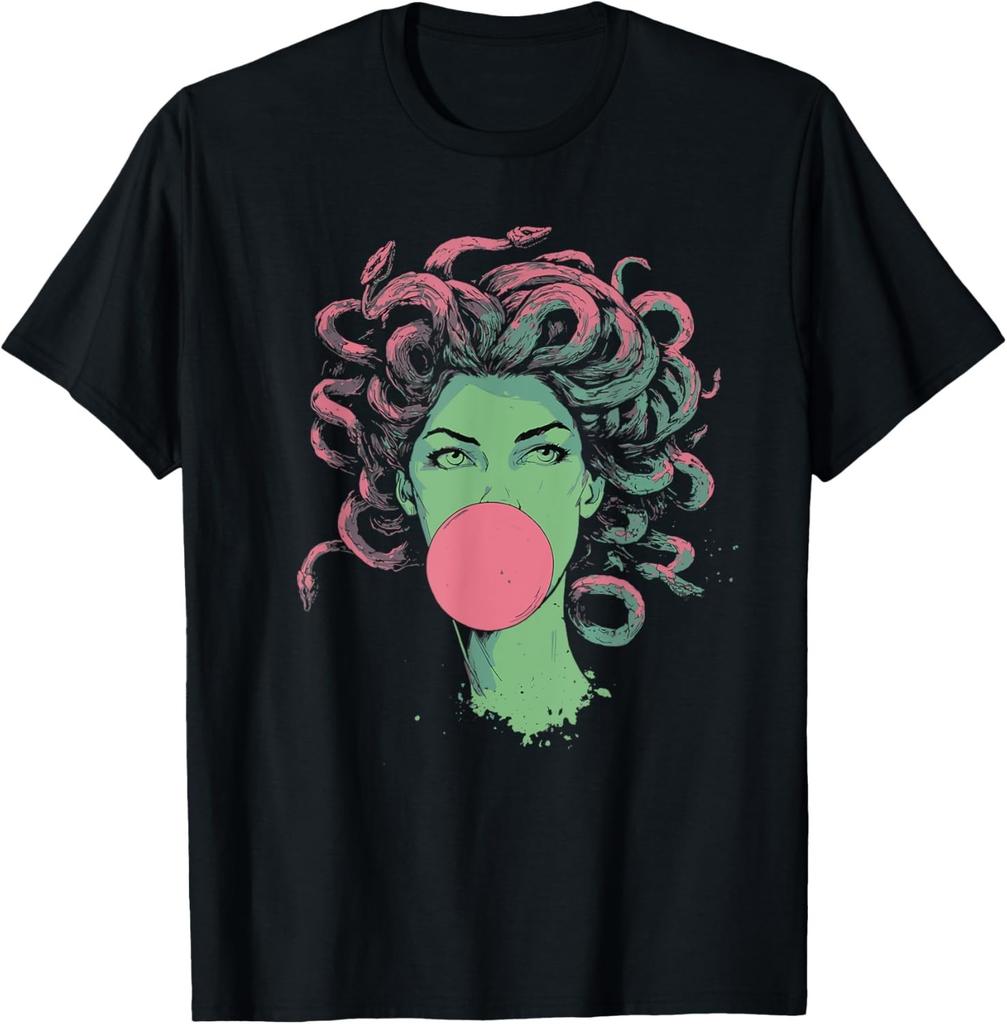Medusa Kaugummi Mythische Schlangenhaar Göttin T-Shirt Herren Damen Tees Top Unisex Shirt