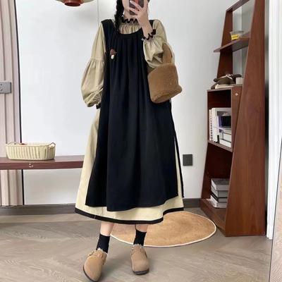 Vintage French Two-piece Ruffles Loose Casual Vintage Dress Spring Cotton Panels Versatile Women Dresses