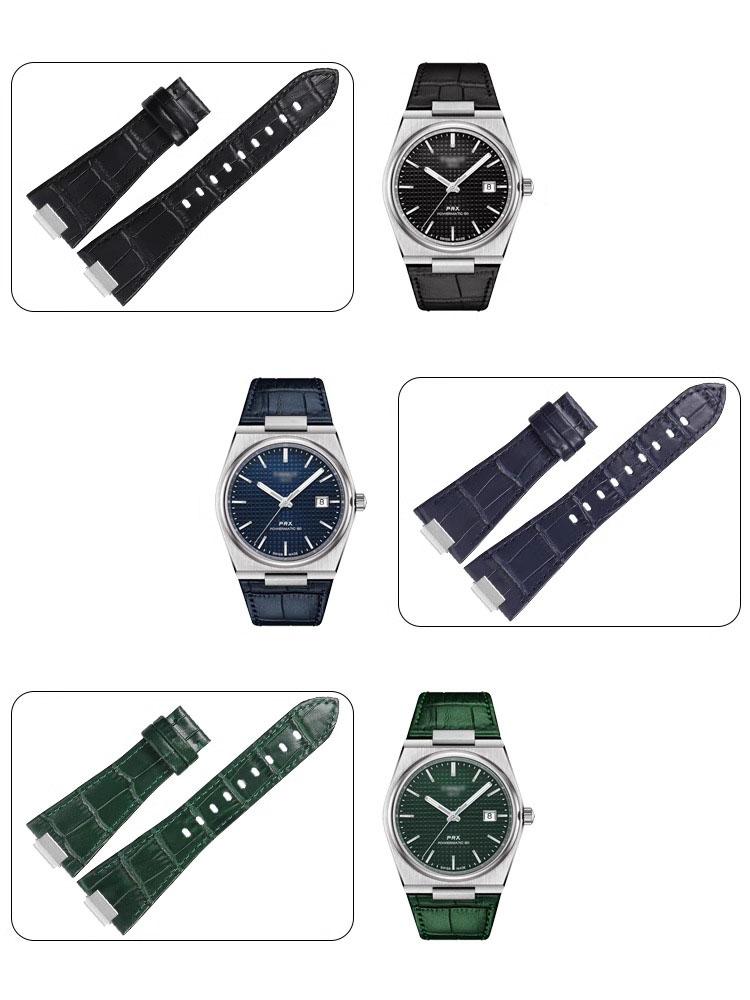 Convex End cowhide Watchband for Tissot 1853 PRX series Strap Belt T137.407 T137.410 Bracelet Wrist Strap Watch Chain 26x12mm