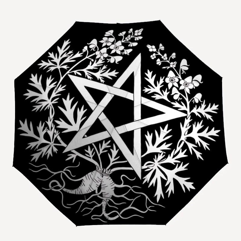 

1pc Pentacle Herb Automatic Open/Close Umbrella, Windproof, Folding Compact Umbrella with Lightweight Design for Women/Men059