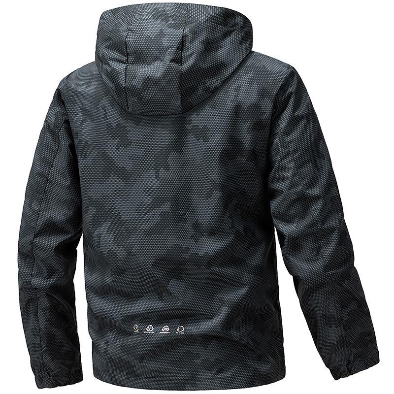 Giacca a vento con cappuccio mimetica da uomo Eldoria: Giacca Casual Versatile di Alta Gamma Primavera/Autunno