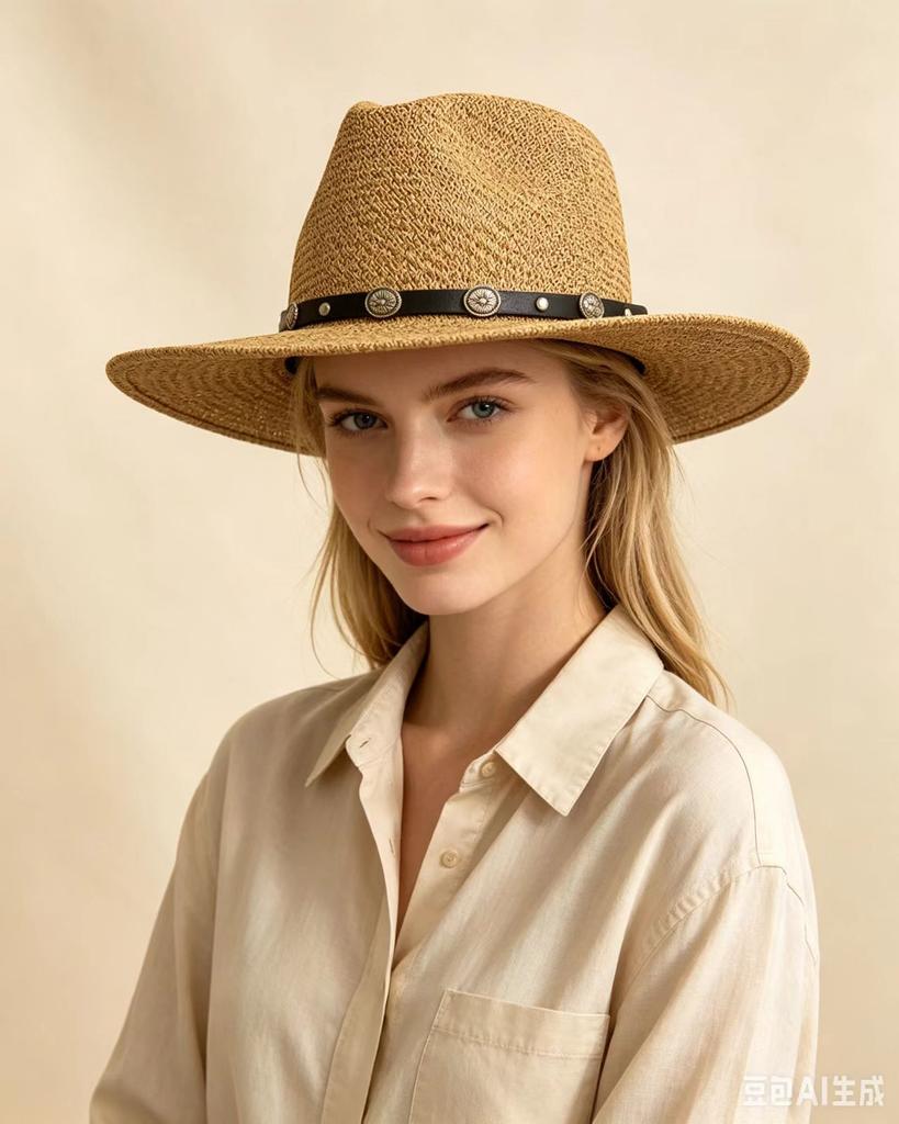 New western cowboy hat, black woolen jazz top hat, men's and women's ethnic style autumn and winter felt hat, self-operated