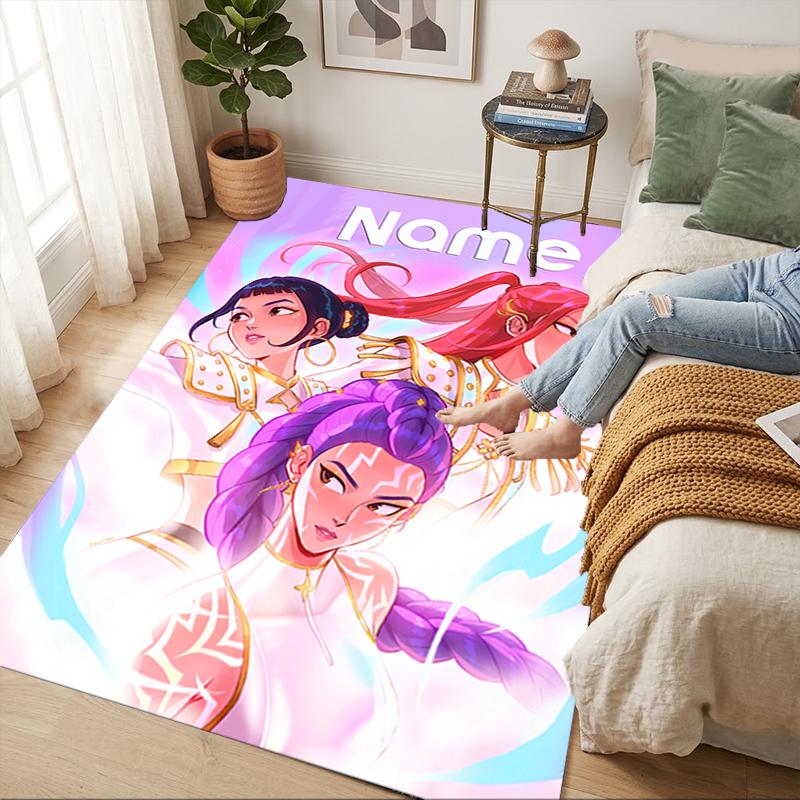 Personalized Name Fantasy Heroes Living Room Non-Slip Area Rug Soft Carpet for Bedroom Playroom Sofa Office Home Decor Doormat