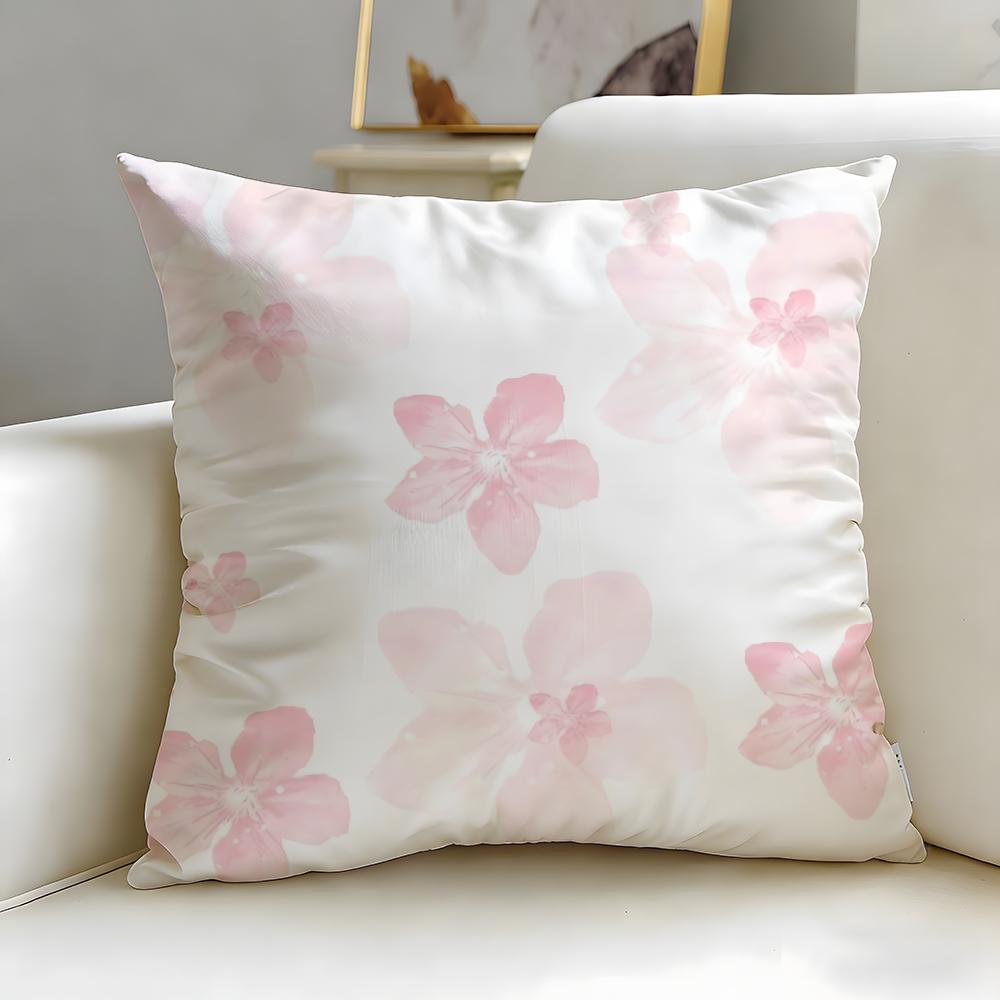 Light Pink Gentle Petals Cushion Cover Soft & Easy-Wash Pillow Case – Versatile For Couch, Bed, Travel And Office