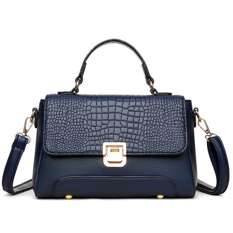 Women's fashion autumn and winter simple crocodile pattern large capacity shoulder messenger bag, light small square bag
