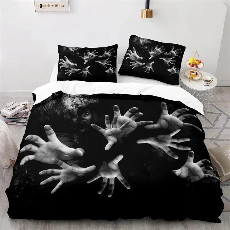 Comforter 3D Print Horror Theme King Zombie Hand Microfiber Gothic Spooky Bedding Set Twin Queen