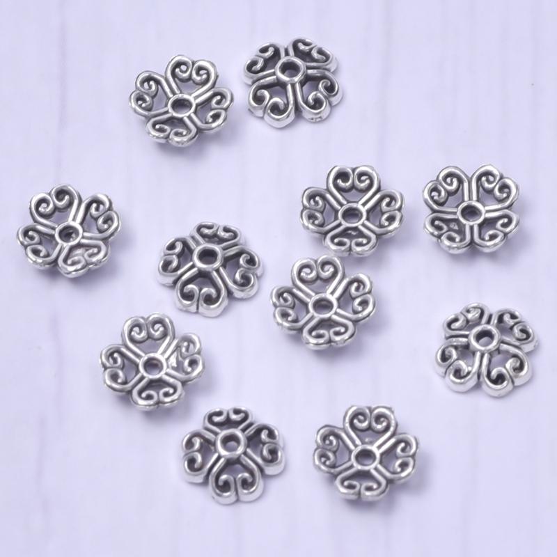 Antiksilberfarben 50/100 Stück Blumenperlenkappen Für Schmuckherstellung Zubehör Passend für DIY Armbänder Anhänger Boho Accessoires Verbinder