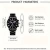 4pcs/set Men Quartz Watch Set Luxury Mens Wristwatch Men's Jewelry Set Necklace Bracelet Ring Business Gift Watch