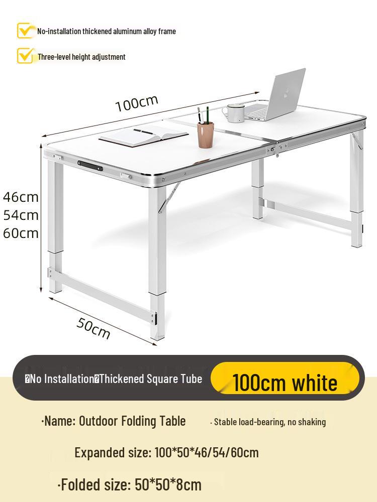 Adjustable Height Aluminum Folding Picnic Table & Chairs Set for Outdoor Camping & BBQ