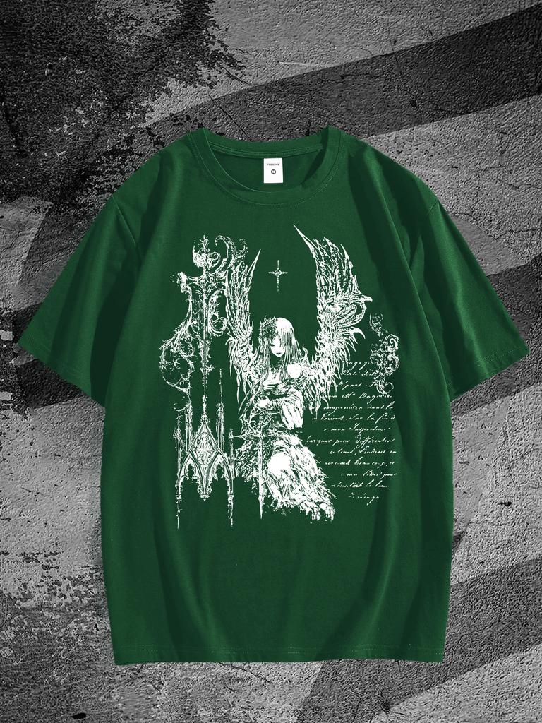 T-shirt da uomo grafica oversize a maniche corte Y2K Vintage Streetwear T-shirt Gothic Vestibilità estiva