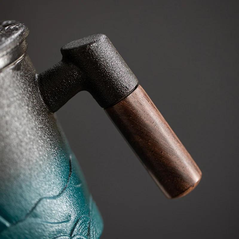 Ceramic Strainer Tea Cup Mug with Lid Luxury Coffee Cups Large Office Tea Water Japanese Vintage Original Mugs Wood Handle Gift