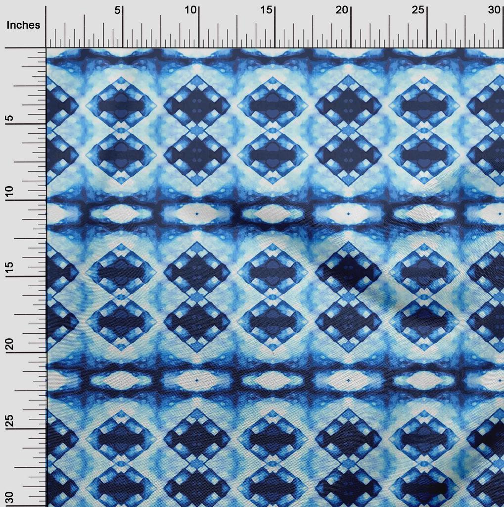 oneOone Cotton Poplin Navy Blue Fabric Geometric Shibori Sewing Craft Projects Fabric Prints By Yard 42 Inch