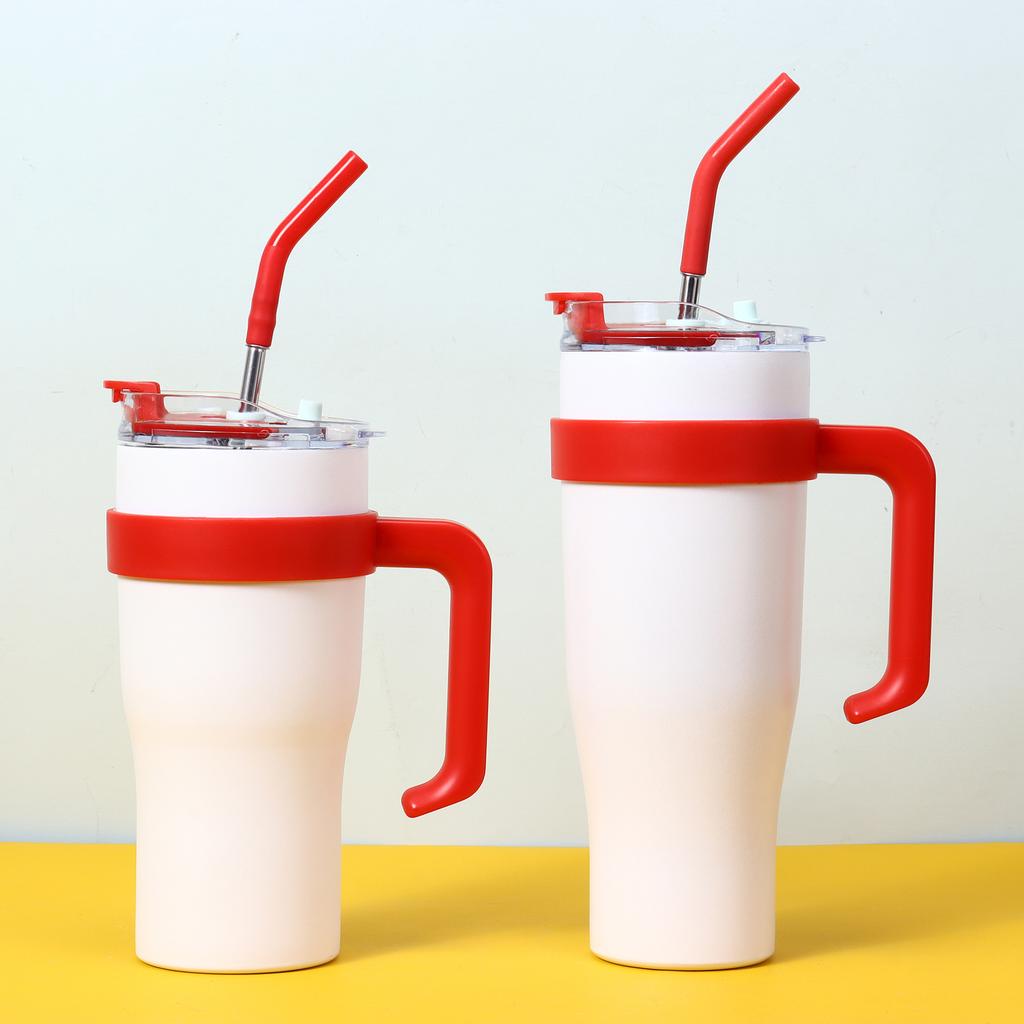 Explosion gradual change color vacuum giant thermos cup outdoor portable car straw car cup handle ice
