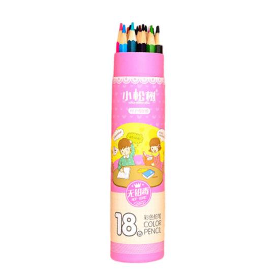 12/24/36/48-Color Cartoon Barrel Colored Pencils Set Lead-free Drawing Pencils for Kids Students Smooth Coloring Portable Art Supplies for School
