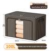 Foldable Oxford Cloth Striped Storage Box with Steel Frame - Moisture-Proof, Large Capacity for Home Use