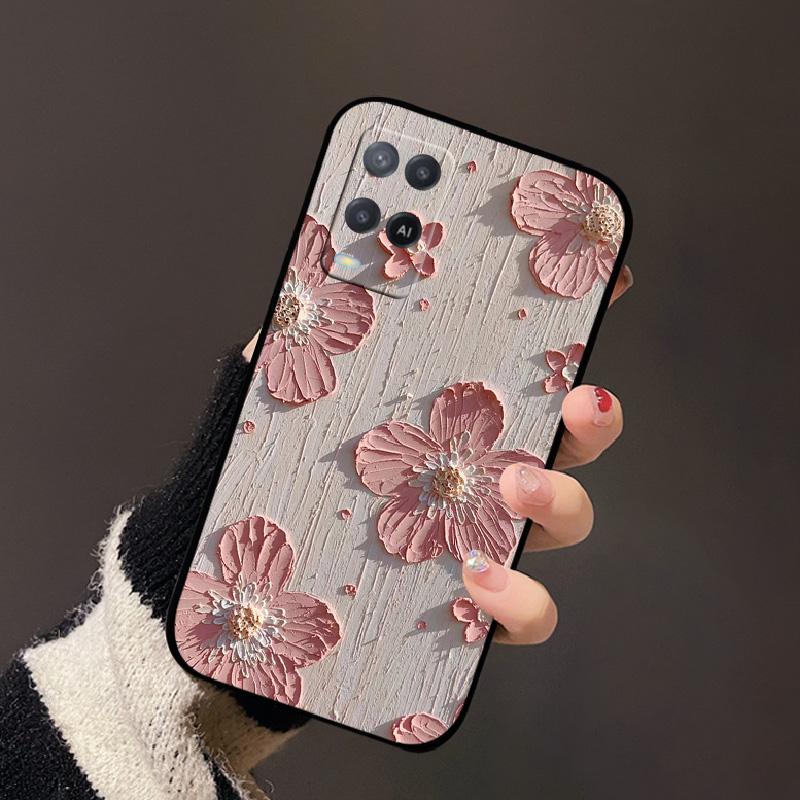 For Oppo A54 4G Case Black Silicone Soft TPU Shockproof Phone Cases For Oppo A54 Painted Phone Cover CPH2239 Protective Fundas