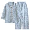 Pure cotton double-layer yarn pajamas women's autumn new long-sleeved trousers loose and breathable can be worn outside loungewear two-piece set
