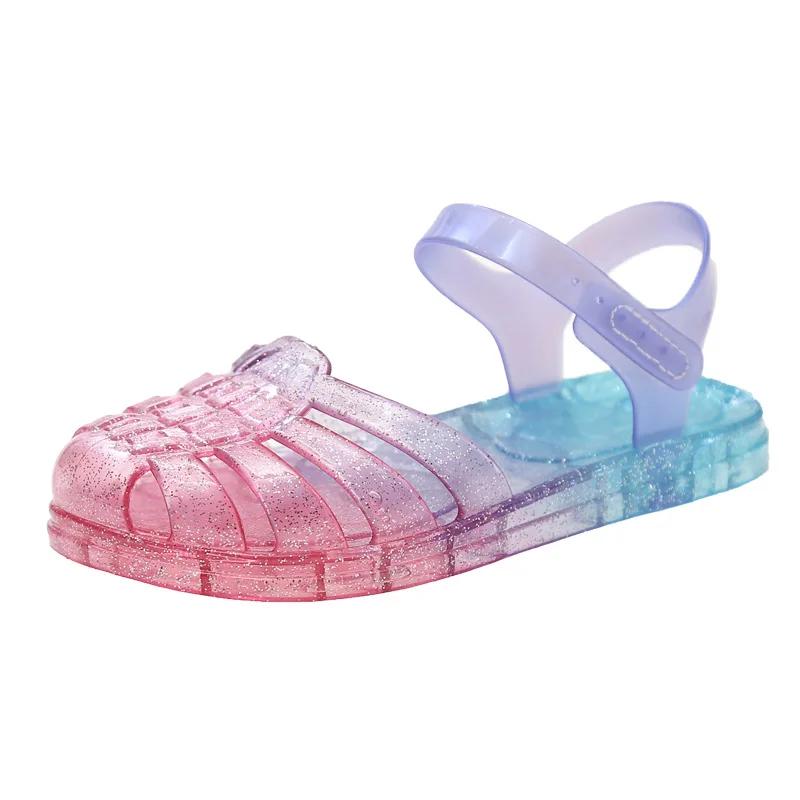 Summer Girls Sandals Crystal Jelly Shoes Glitter Butterfly Children Sandals Summer Baby Shoes Rome girl sandals