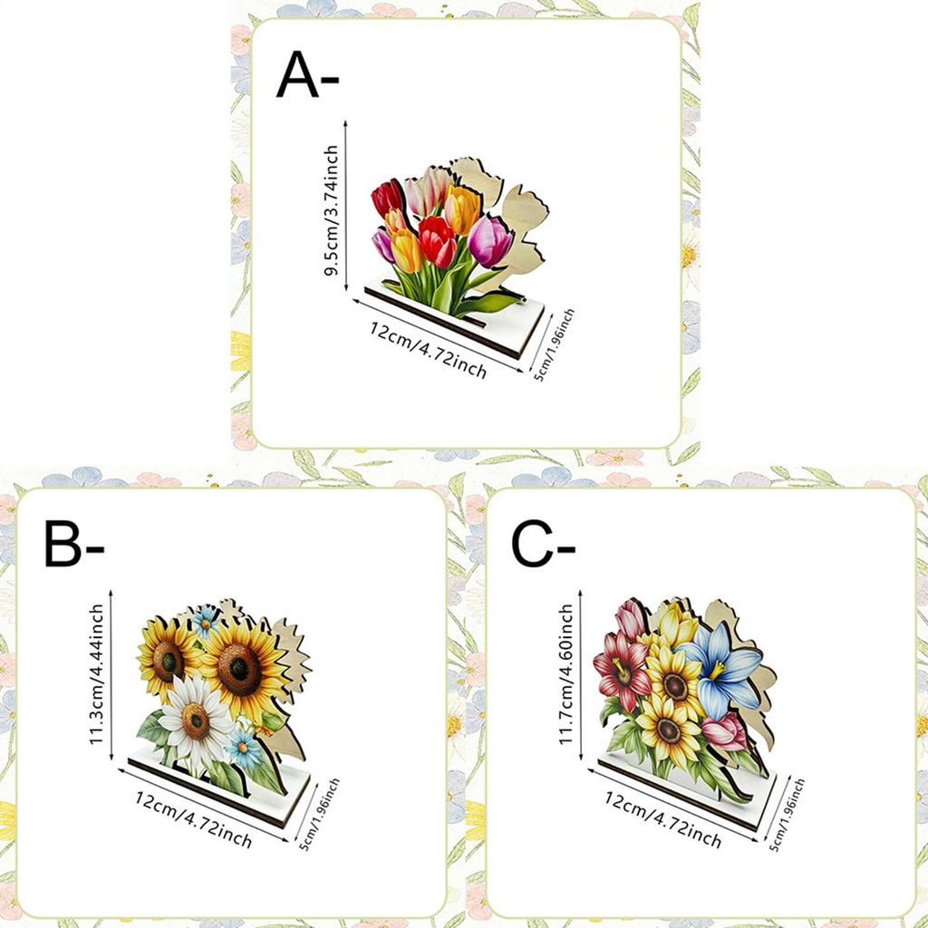 3 Stück Schöne Sonnenblumen Tulpen Holz Taschentuchhalter Blumenförmiger Taschentuchspender Kreativer Serviettenhalter Dekoration