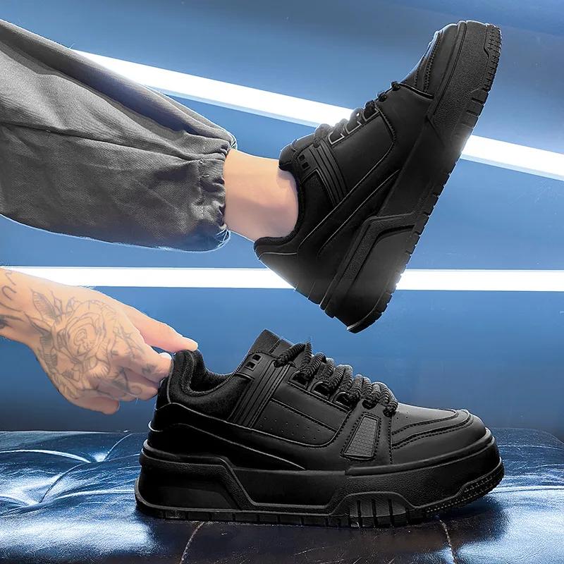 Classic Platform Men's Winter Sneakers Comfort Leather Skateboarding Shoes Men Lace-up White Sneakers Men Zapatillas De Skate