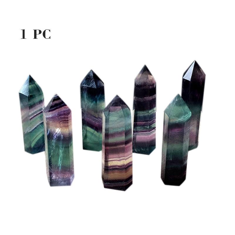 Natural Flourite Quartz Crystal Wand Colorful jewel Pure Point Healing