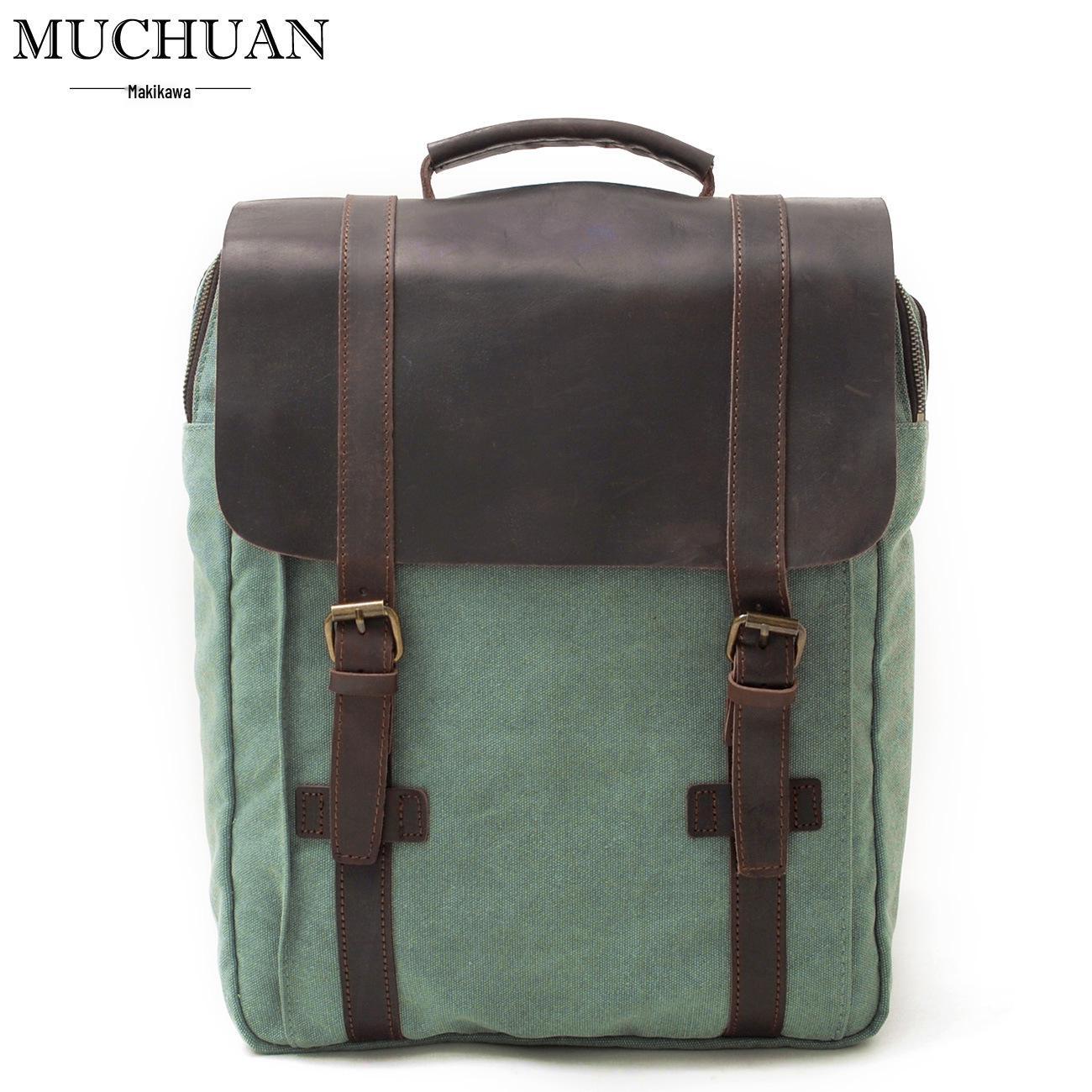 Muchuan Retro Canvas Laptop Backpack: Casual Large-Capacity Men s Travel Bag