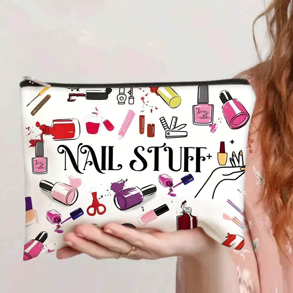 Сумка для макияжа с принтом - Просторный косметический органайзер на молнии, идеально подходит для путешествий и повседневного использования S