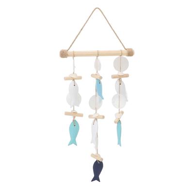 Fisch Windspiel Meeresthema Wandbehang Dekor Massivholz Hanfseil Muschel Fisch Glockenspiel für Zuhause