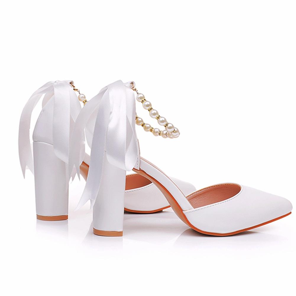 9cm Thick Heel Sandals Mary Zhen White Bride Wedding Large Size Sandals Size 42 High Heels Spring and Summer Sandals Women