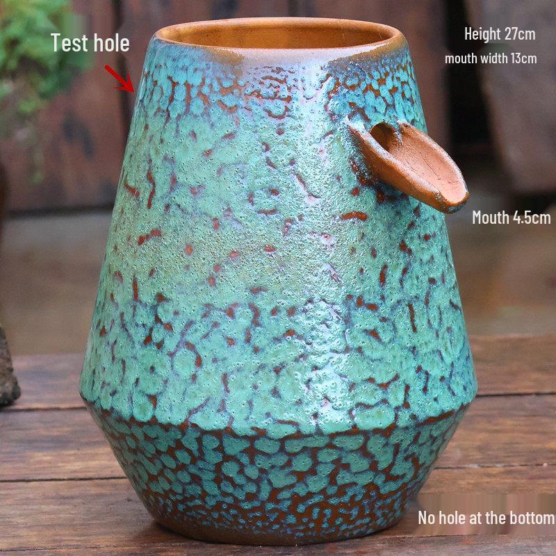 Tall Handmade Retro Chinese Hydroponic Ceramic Vase for Indoor Flower Arranging