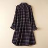 Spring and Autumn Plaid Shirt Women's Mid-length Long-sleeved Brushed Blouse Loose Casual Shirt