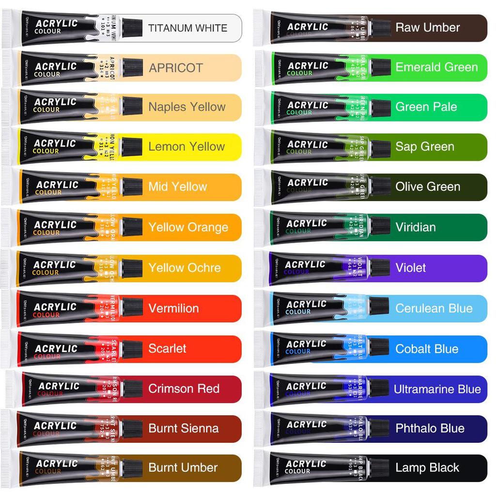 Acrylic Paint Set: 12 or 24 Colors in 12ml or 60ml, Waterproof, Hand-Painting DIY Kit