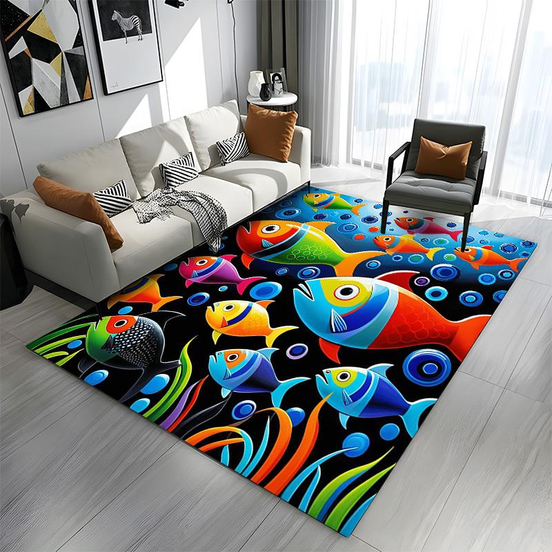 Colorful Tropical Fish Underwater Scene Patterned carpet a non slip rug suitable for all seasons and any setting, gift