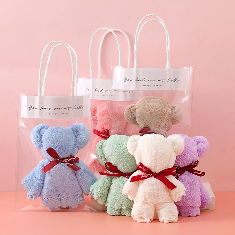 Towel Wedding Gifts Gift Bag Strong Water Absorption Skin Friendly Fun Coral Fleece Decorates Soft Anniversary Gift Bear Shaped