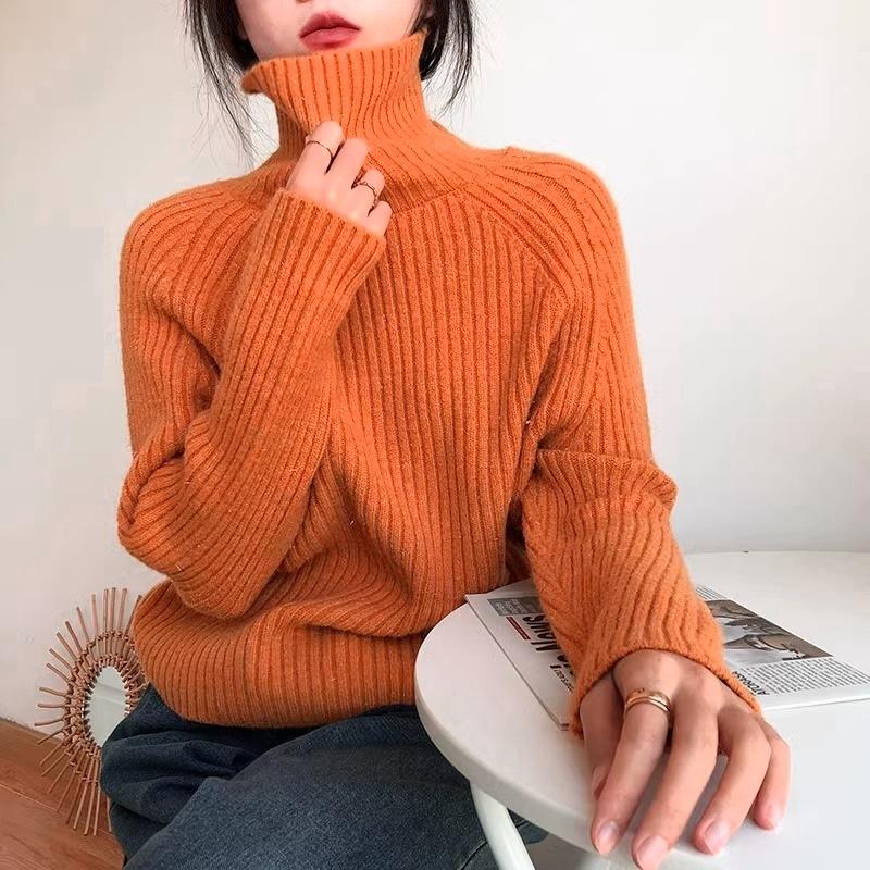 Lazy Soft Loose High Neck Pullover Sweater Women's Autumn and Winter Knitted Bottoming Shirt