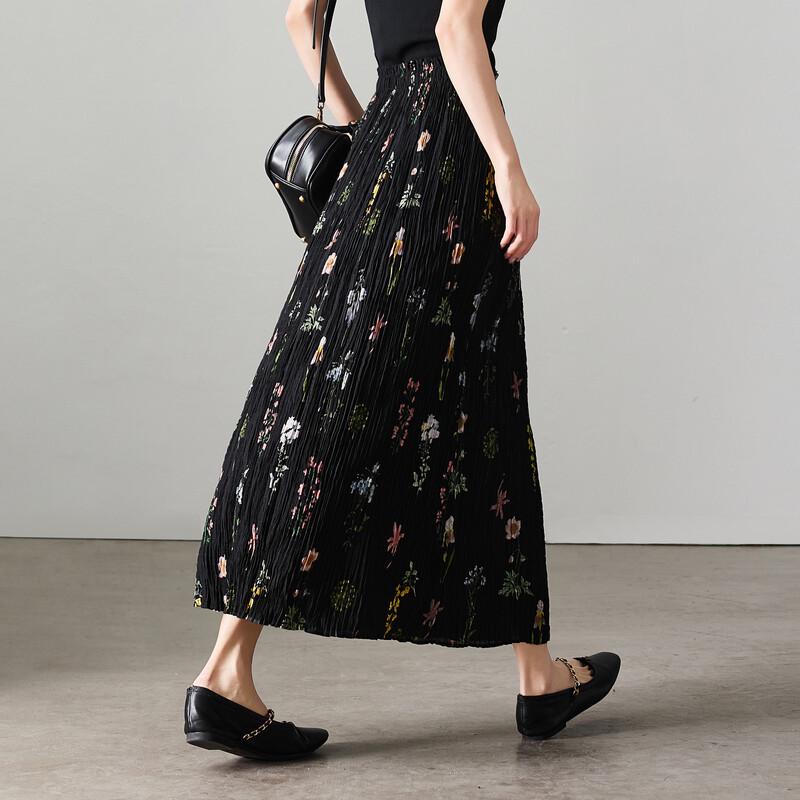 SOFSIL Women's Retro Floral Pleated A-line Skirt