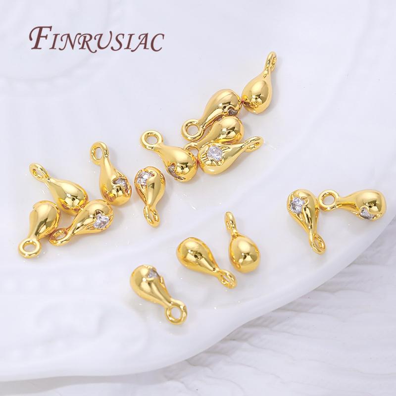 11x5mm 18K Gold Plated Drop Pendants For Jewelry,Brass with Zircon Charms For Bracelets Making Accessories,DIY Earrings Findings