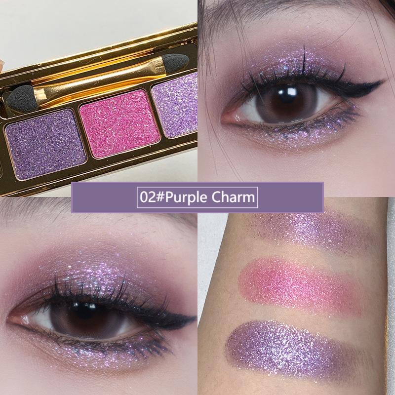FOMIX Dreifarbiger Lidschatten, zart schimmernd, perlmuttfarbener Glanz, Lidschattenpalette in Erdfarben, kleines tragbares Augen-Make-up