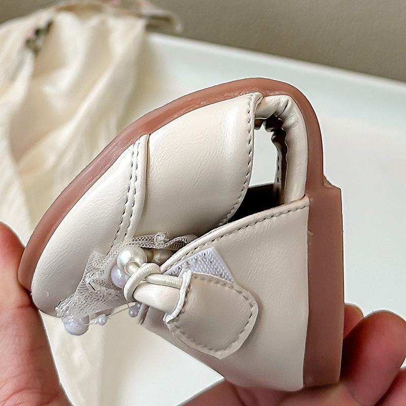 Girls Half Sandals Mesh Lace Bows Sweet Butterfly Kids Dance Shoes Wedding Ins Trendy 2025 Summer Girls Princess Shoes Pearls