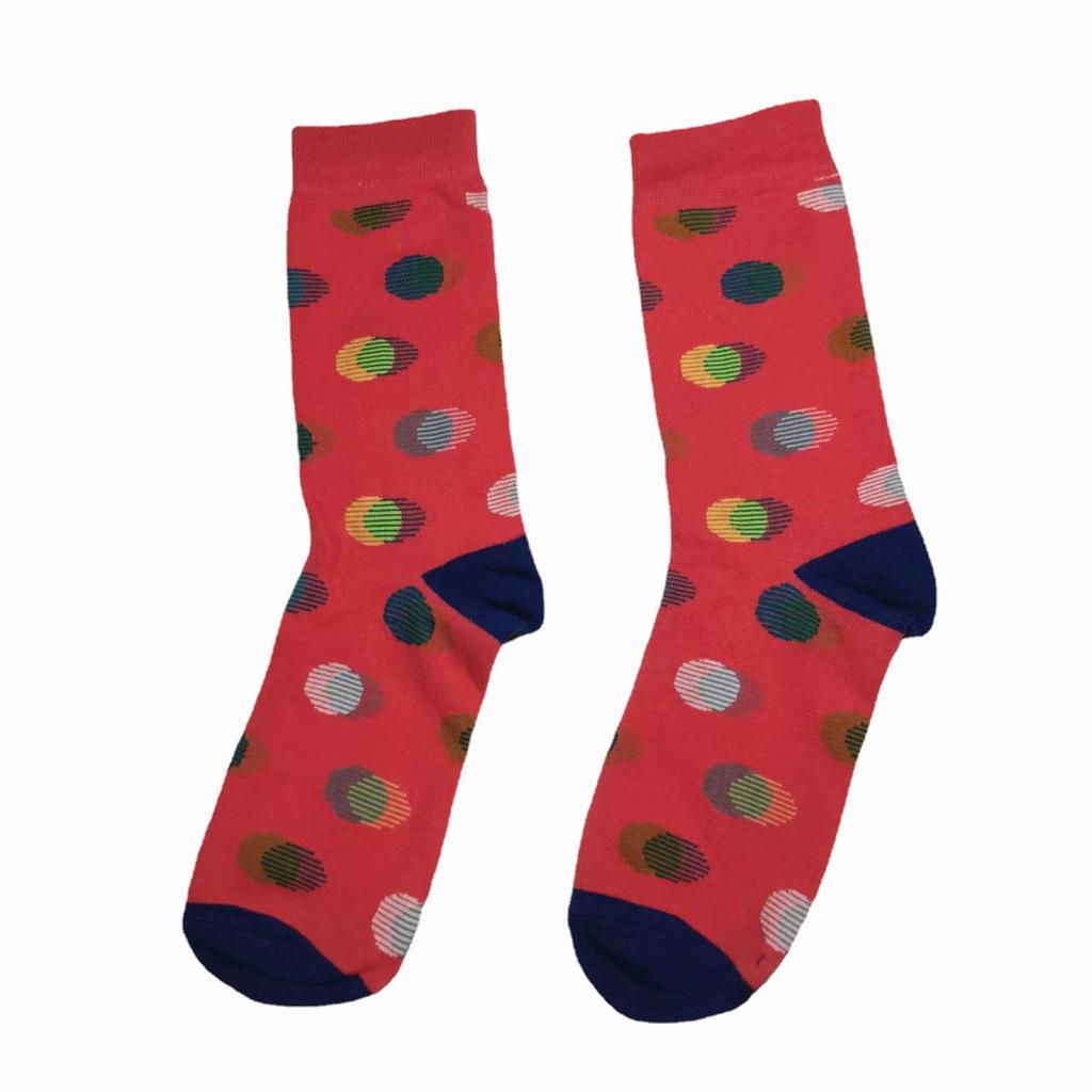 New Arrival High Quality Combed Cotton Men Polka Dot Strip Happy Socks  Color  Designer Casual Novelty Dress Business