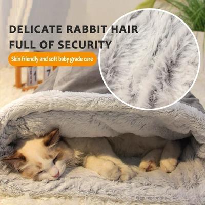 Cama Cueva para Gato Mascota Invierno Suave Cálida Felpa Nido Saco de Dormir Engrosado Cachorro Gatito Sofá Cojín Set Suministros para Mascotas