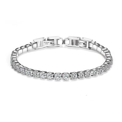 Bracelet Tennis Galant, Simple, Acier Inoxydable de Qualité Médicale avec Diamant et Zirconium Cubique (Zircone cubique), Hypoallergénique, Or 18 carats, Plaqué Or, et Argent,
