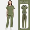 Color Matching Men'S And Women'S Thin Solid Color Short-Sleeved Trousers Doctor Nurse Beauty Salon Decoration Staff Construction Site Work Clothes Set